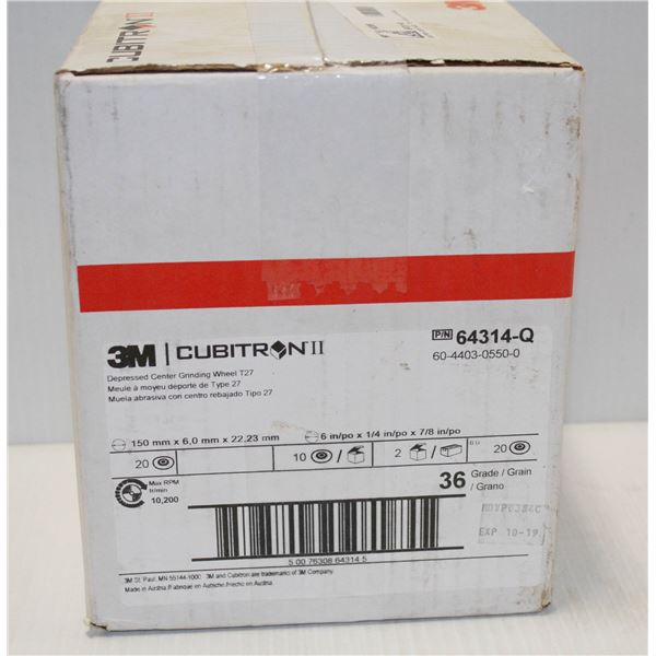 CASE OF 3M CUBITRON DEPRESSED CENTER T27 GRINDING WHEELS 6" X 1/4" X 7/8"