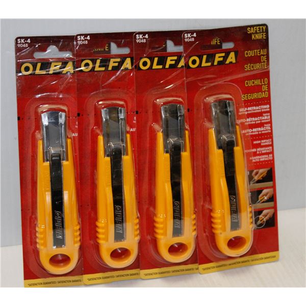 LOT OF 4 OLFA SELF RETRACTING SAFETY KNIVES