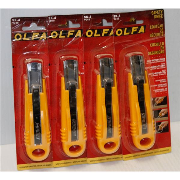 LOT OF 4 OLFA SELF RETRACTING SAFETY KNIVES