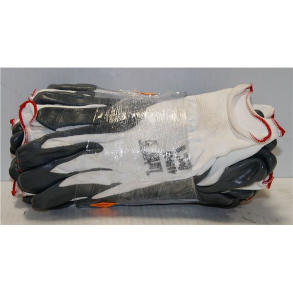 12 PAIR OF POLY PALM WORK GLOVES - O/S