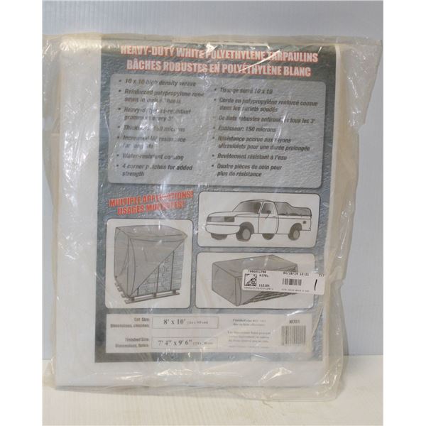 HEAVY DUTY WHITE POLY TARP 8FT X 10FT