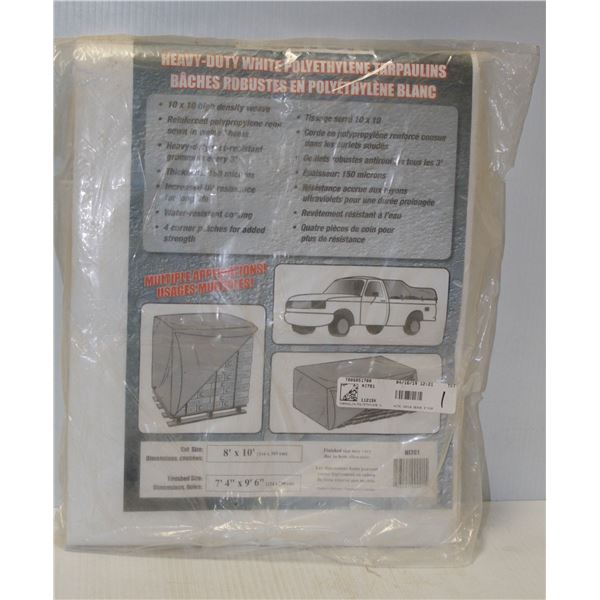 HEAVY DUTY WHITE POLY TARP 8FT X 10FT