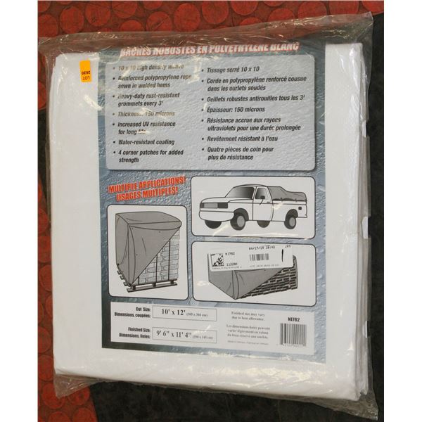 NEW KLETON WHITE POLY TARP 10FT X 12FT