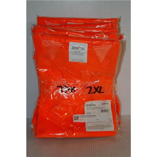 7 PACK ZENITH ORANGE SAFETY VESTS SIZE 2XL