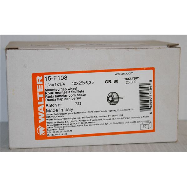 CASE OF WALTER MOUTED FLAP WHEELS  1-1/2 X 1 X 1/4 10 PER CASE, GRADE 60