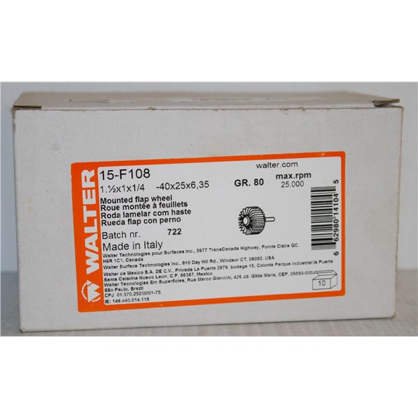 CASE OF WALTER MOUTED FLAP WHEELS  1-1/2 X 1 X 1/4 10 PER CASE, GRADE 60