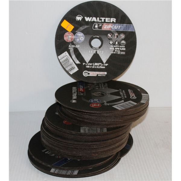 STACK OF APPROX 45 WALTER ZIP-CUT WHEELS 7" X 1/16 X 7/8"