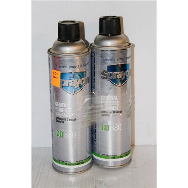 2 CANS OF SPRAYON GENERAL PURPOSE CLEANER #CD880