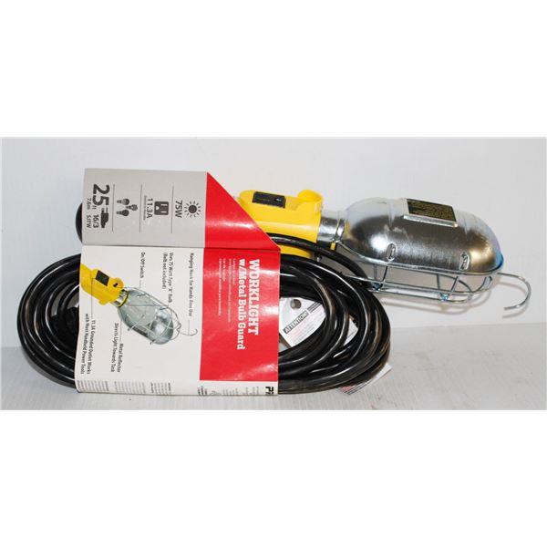 NEW PRIME WORK LIGHT WITH BULB GUARD & HOOK, 25FT