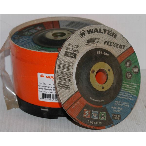LOT OF 25 WALTER COMBO ZIP WHEELS 6" X 5/64" X 7/8"