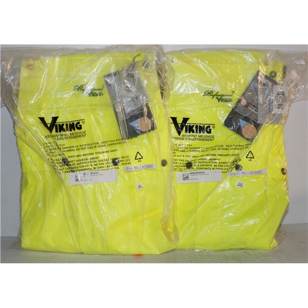 LOT OF 2 VIKING HI-VIS YELLOW BIB COVERALLS - 3XL