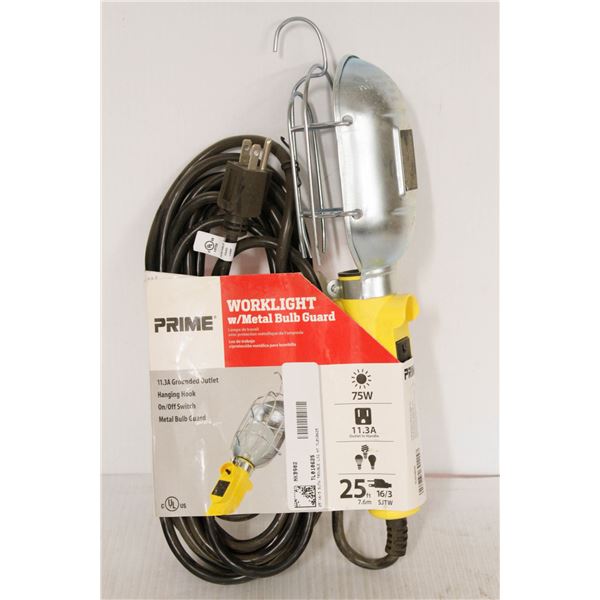 PRIME 25 FOOT WORK LIGHT WITH METAL LIGHT GUARD & HOOK