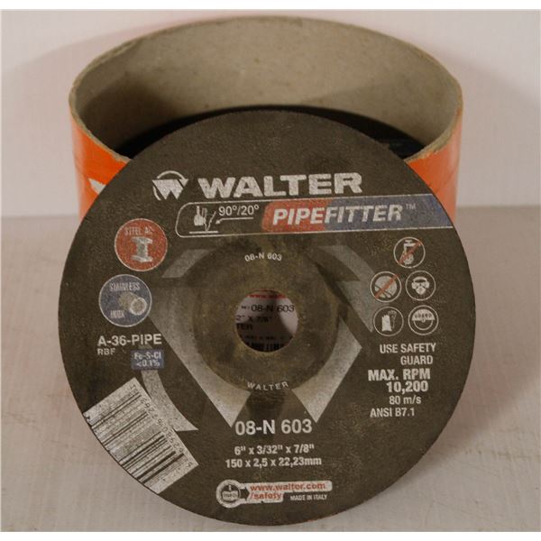 LOT OF APPROX 20 WALTER PIPEFITTER CUTOFF WHEELS 6" X 3/32" X 7/8"