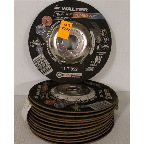 LOT OF 12 WALTER COMBO ZIP WHEELS 5" X 5/64" X 7/8"