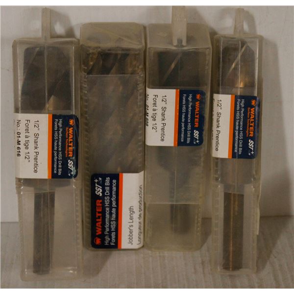 BOX OF ASSORTED WALTER JOBBER LENGTH DRILL BITS