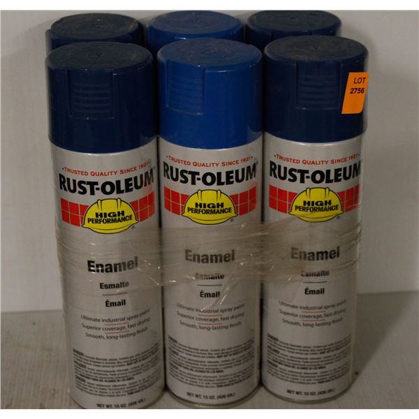 6 CANS RUSTOLEUM HIGH PERFORMANCE ENAMEL SPRAY PAINT - BLUE