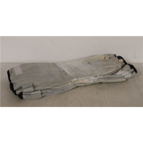 6 PAIR LEATHER GAUNTLET WORK GLOVES - SIZE MEDIUM