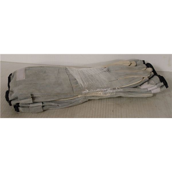 6 PAIR LEATHER GAUNTLET WORK GLOVES - SIZE XL