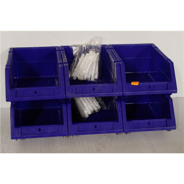 LOT OF 6 MEDIUM STACKING PARTS BINS