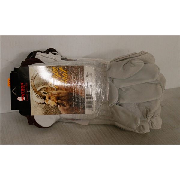 6 PAIR BDG LEATHER DRIVER WORK GLOVES - SZ LRG