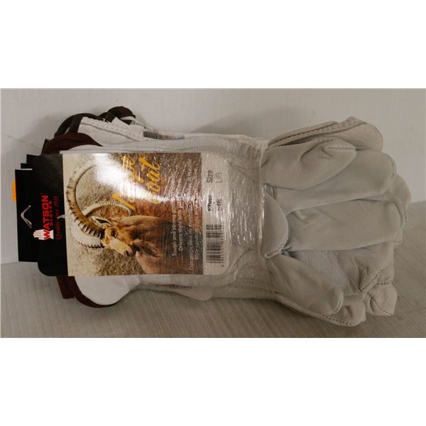 6 PAIR BDG LEATHER DRIVER WORK GLOVES - SZ LRG