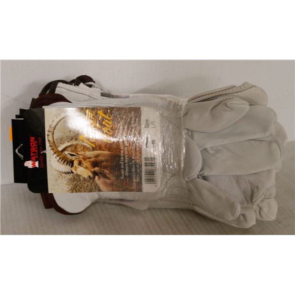 6 PAIR BDG LEATHER DRIVER WORK GLOVES - SZ LRG