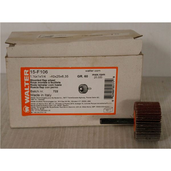CASE OF 10 WALTER MOUNTED FLAP WHEELS 2" X 1" X 1/4" GRADE 60