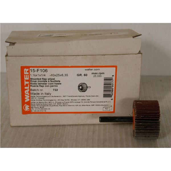 CASE OF 10 WALTER MOUNTED FLAP WHEELS 2" X 1" X 1/4" GRADE 60