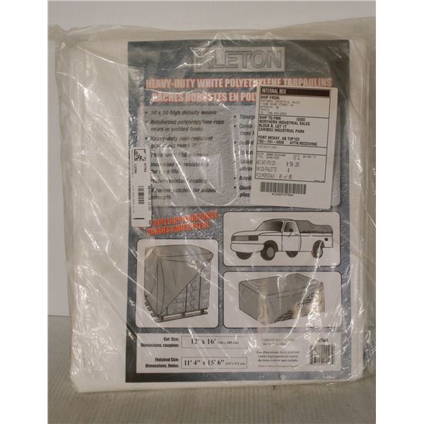 NEW KLETON HEAVY DUTY WHITE POLY TARP 12FT X 16FT