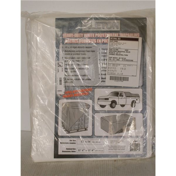 NEW KLETON HEAVY DUTY WHITE POLY TARP 12FT X 16FT
