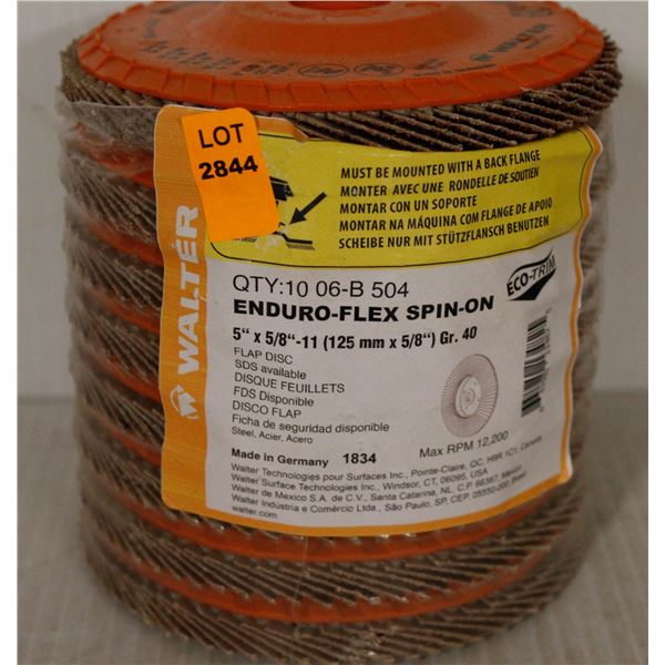 LOT OF 8 WALTER ENDUROFLEX SPIN ON FLAP DISCS 5" X 5/8" - 11,