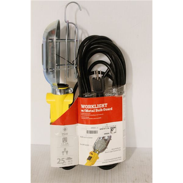 PRIME 25 FOOT WORK LIGHT WITH METAL LIGHT GUARD & HOOK