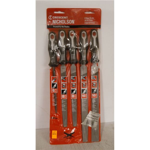 NEW CRESCENT NICKELSON 5PC FILE SET