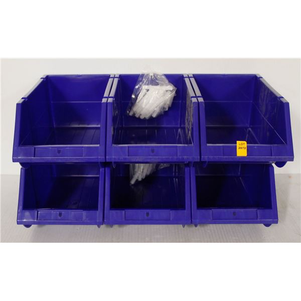 LOT OF 6 MEDIUM STACKING PARTS BINS