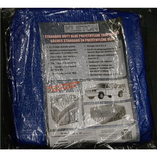 NEW KLETON BLUE POLY TARP 20FT X 30FT