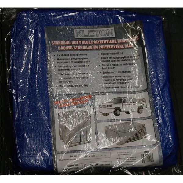NEW KLETON BLUE POLY TARP 20FT X 30FT