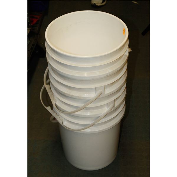 STACK OF FOUR 5 GALLON PAILS