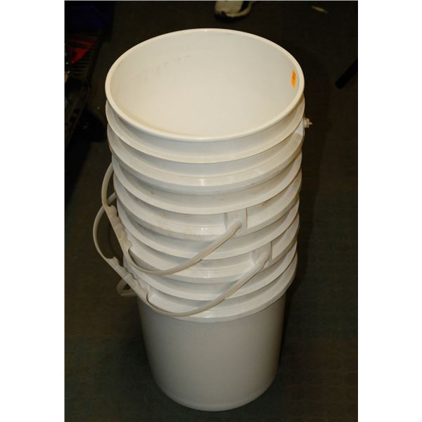 STACK OF FOUR 5 GALLON PAILS