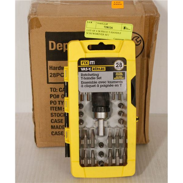 LOT OF 4 28 PIECE T-HANDLE SCREWDRIVER SET