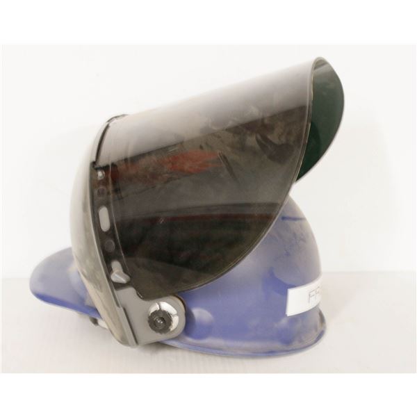 BLUE HARD HAT WITH TINTED VISOR