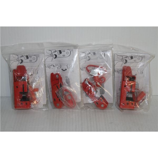 LOT OF 4 GRIP TIGHT CIRCUIT  BREAKER LOCKOUTS 2 STANDARD TOGGLE AND 2 TALL OR WIDE TOGGLE