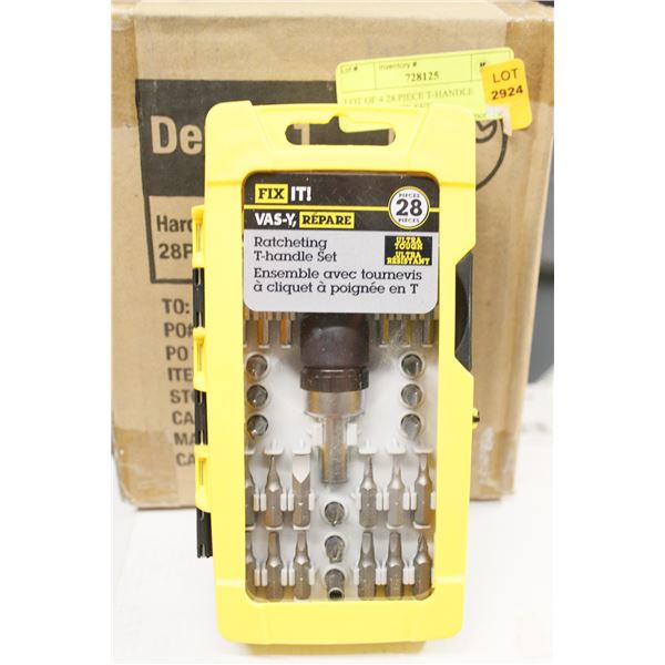 LOT OF 4 28 PIECE T-HANDLE SCREWDRIVER SET
