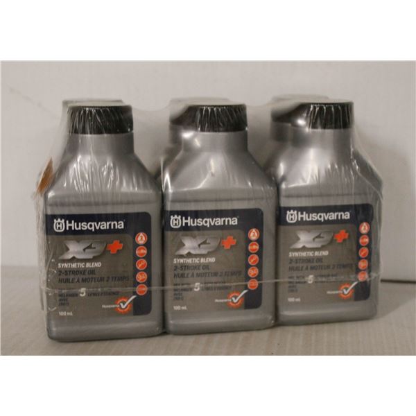 LOT OF 6 BOTTLES HUSQVARNA SYNTHETIC BLEND 2 STROKE OIL 100ML PER BOTTLE