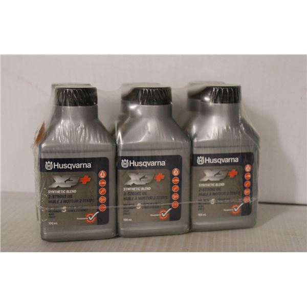 LOT OF 6 BOTTLES HUSQVARNA SYNTHETIC BLEND 2 STROKE OIL 100ML PER BOTTLE