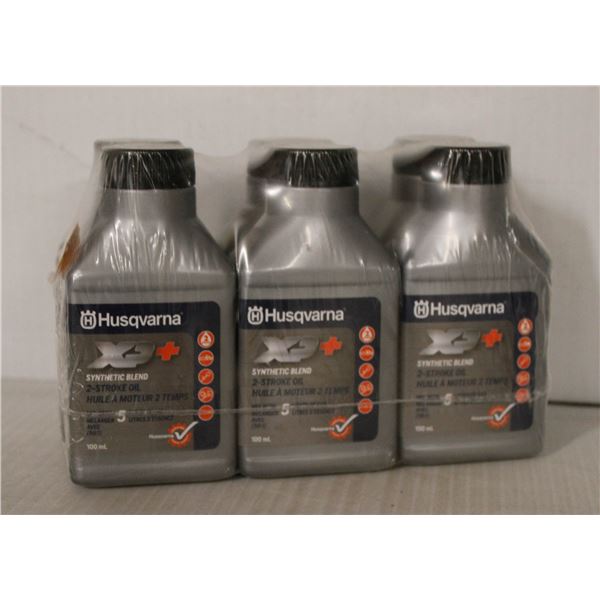 LOT OF 6 BOTTLES HUSQVARNA SYNTHETIC BLEND 2 STROKE OIL 100ML PER BOTTLE