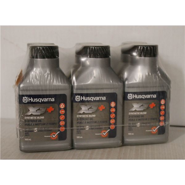 LOT OF 6 BOTTLES HUSQVARNA SYNTHETIC BLEND 2 STROKE OIL 100ML PER BOTTLE