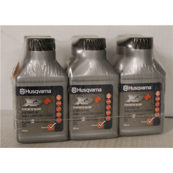 LOT OF 6 BOTTLES HUSQVARNA SYNTHETIC BLEND 2 STROKE OIL 100ML PER BOTTLE