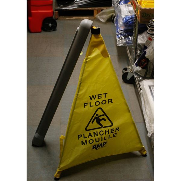 NEW RMP WET FLOOR SAFTEY CONE 30" TALL COLLAPSIBLE WITH STORAGE TUBE