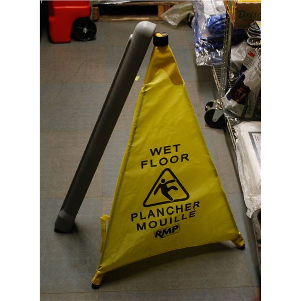 NEW RMP WET FLOOR SAFTEY CONE 30" TALL COLLAPSIBLE WITH STORAGE TUBE