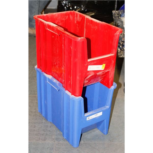 PAIR OF STACKABLE PARTS BINS 5" X 11" X 12"